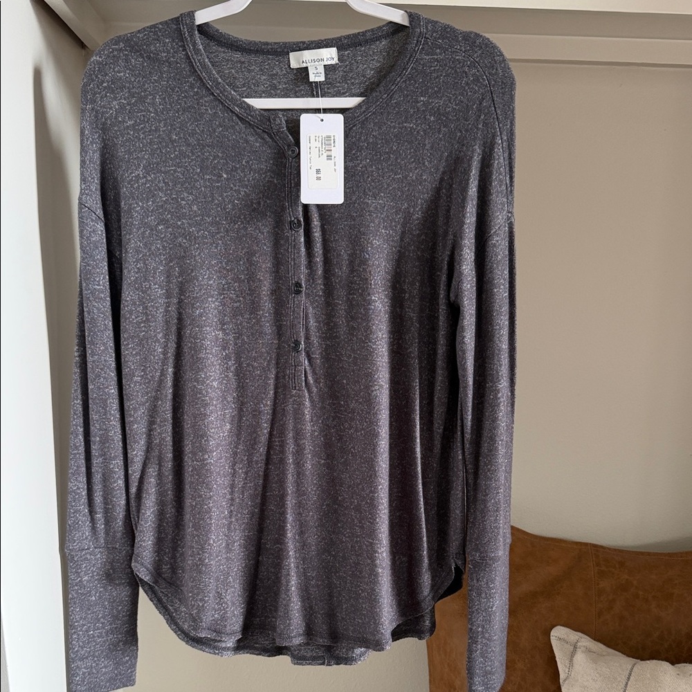 Allison Joy Evereve Gray Long Sleeve Henley Top